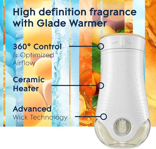 Glade PlugIns Refills Air Freshener - Coastal Sunshine Citrus Scent | Essential Oils, 0.67 Fl Oz, 5 Count