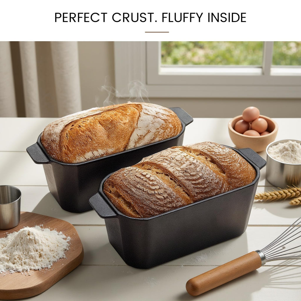 FRRLY Cast Iron Bread Loaf Pan with Lid,Bread Baking Pan,Cast Iron Dutch Oven for Sourdough,10 x 5 Inch Pre-seasoned Even Heat Distribution Baking Pan for Homemade Bread