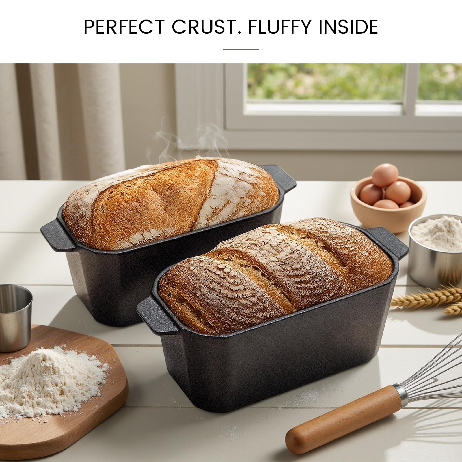 FRRLY Cast Iron Bread Loaf Pan with Lid,Bread Baking Pan,Cast Iron Dutch Oven for Sourdough,10 x 5 Inch Pre-seasoned Even Heat Distribution Baking Pan for Homemade Bread