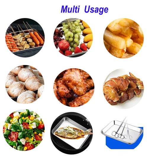 HYTK Extra Small Serving Tray in Bulk Stainless Steel 304 Little Tiny Baking Sheet Pans 9.3 x 6.9 x1.1Inch (Diagonal 10.63) Dishwasher Safe No Rust Reheat Food for 1~2 Person 12 Pack