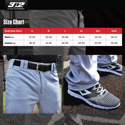 3N2 Baseball Pants for Men, Stock Pro-Weight Poly Pant-Open Hem, White (Large)