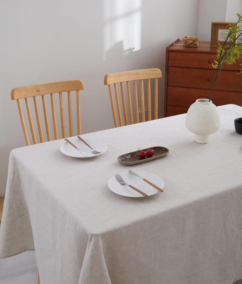 AORISSI 100% French Flax Linen Tablecloths Rectangle 120Lx60W Inch for Dinners, Parties, Easter, Halloween, Camping, Stone Washed, Textured, Machine Washable, 10-12 Sets (60''x120'', Natural Linen)