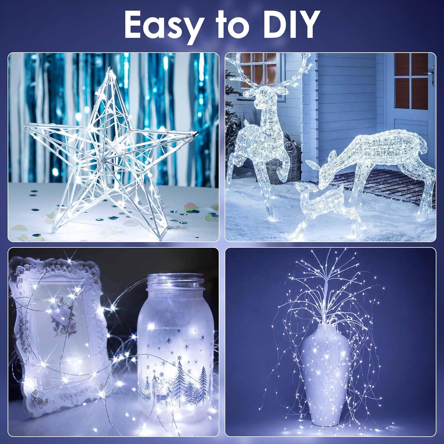 Skiennix 100 LED Fairy Lights - Waterproof 33FT Battery Operated String Lights with Remote & Timer | Cool White