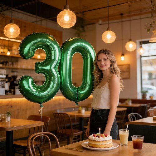 40 Inch Dark Green Foil Number 30 Balloons - Happy 30th Birthday Decoration for Him/Her