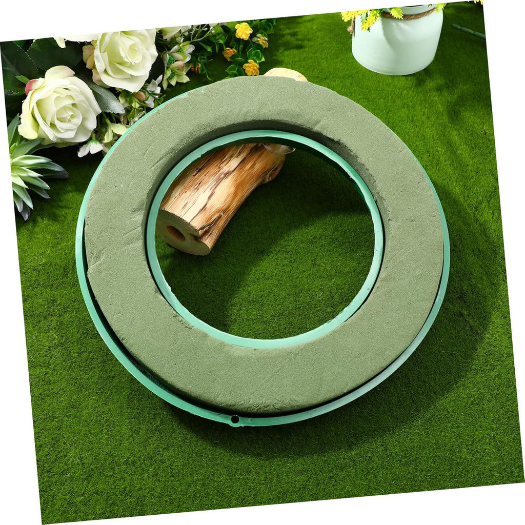 Regine Switzerland Floral Foam Ring - 11.2 Inch Wet Flower Base with 4 Suction Cups for Arrangements | Green Mud Tray