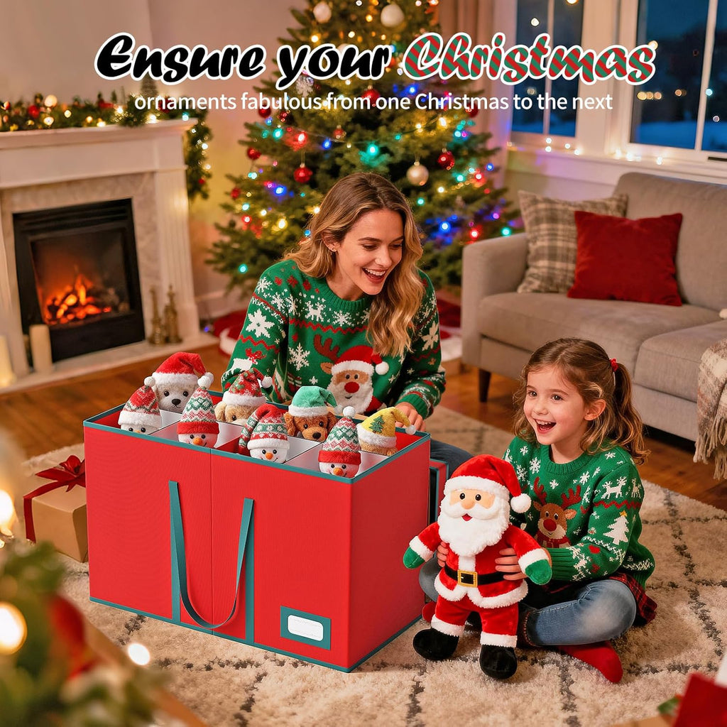 Regine Switzerland Christmas Figurine Storage Box - Large Nutcracker Container with Visible Lid for 15-Inch Collectibles, Red