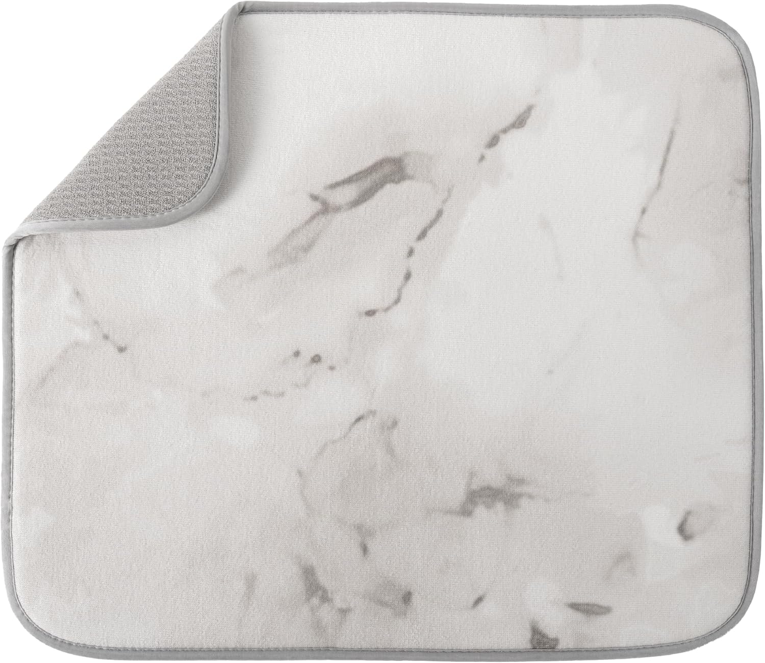 S&T INC. Dish Drying Mat - Absorbent Microfiber Kitchen Counter Pad, 16” x 18”, Large Grey Stone
