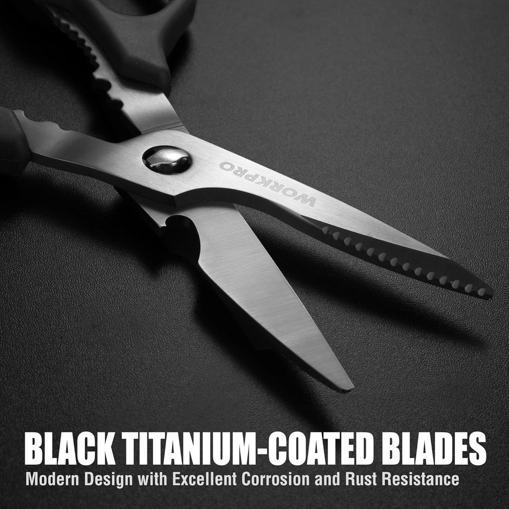WORKPRO Kitchen Scissors - Heavy Duty Shears with Detachable Titanium Blades for Easy Cleaning | Ideal for Meat, Fish, Nuts, and Vegetables