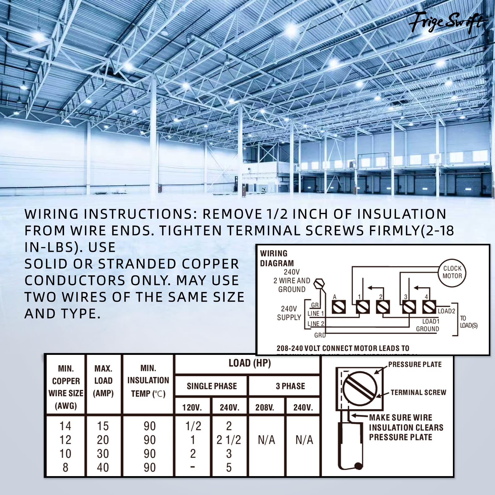 T104 24-Hour Heavy-Duty Mechanical Timer, 40A DPST Switch, 12 On/Off Cycles, 208-240V, for Commercial Defrost, Lighting & Water Heaters，Indoor Use Only