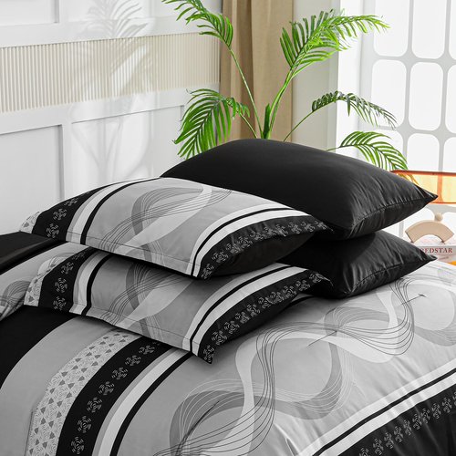 Anibedding Black Comforter Set California King Size,8 Pieces Boho Bed in a Bag Patchwork Striped Comforter Set, Soft Microfiber Bedding Set for All Season(104"x96")