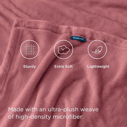 Bedsure GentleSoft Fleece Throw Blanket - Lightweight Plush Cozy Blanket for Couch, Dusty Rose, 50x60 Inches