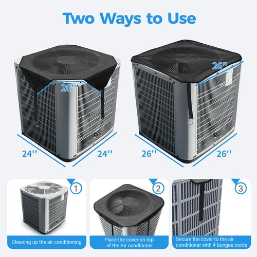 JIFTOK Central Air Conditioner Covers for Outside Units 26'' x 26'', Breathable AC Mesh Cover Protector Outside Unit, Durable AC Cover for Vent & Heater Unit, Top Universal Defener for All Seasons