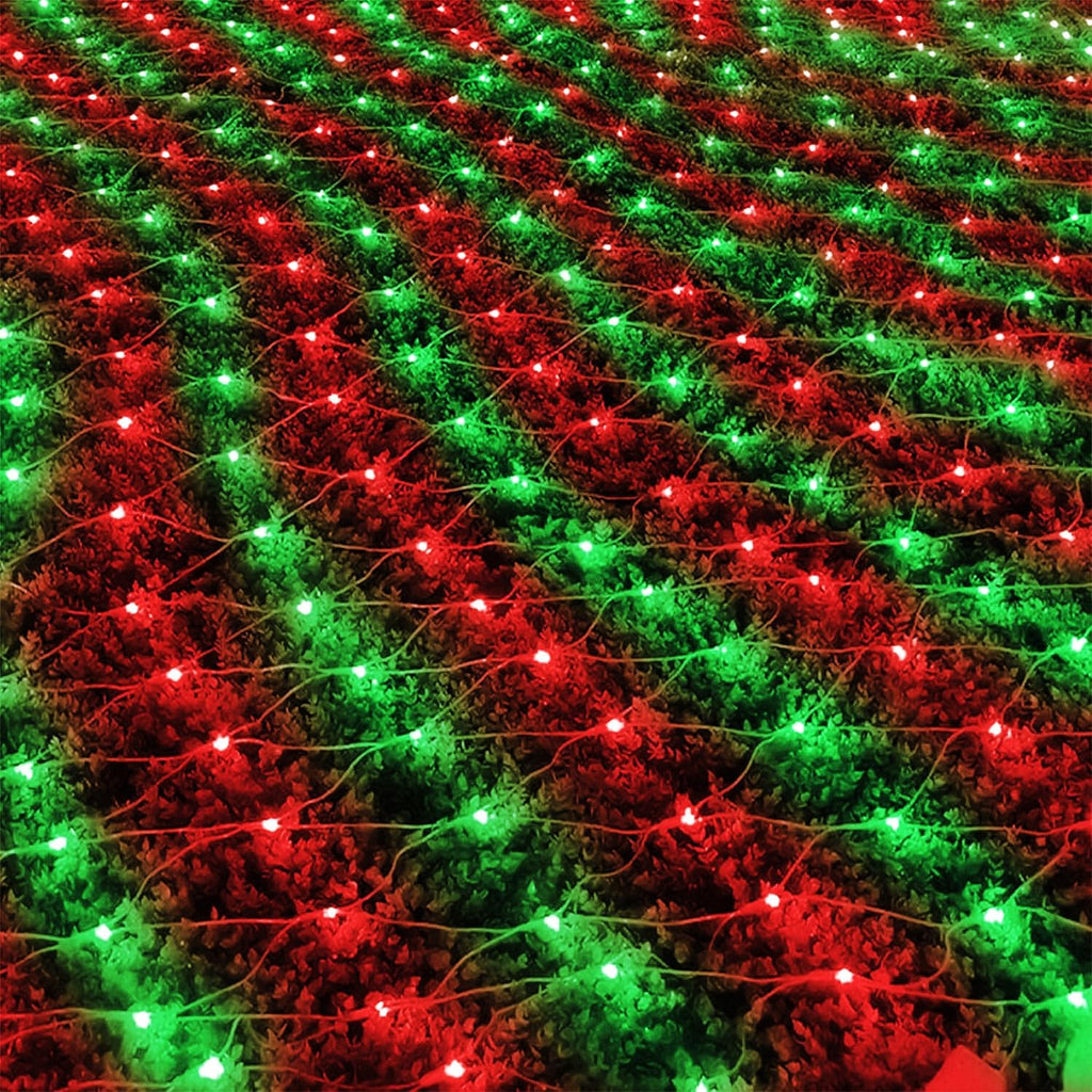 WATERGLIDE 12FT x 5FT Outdoor Christmas Net Lights - 360 LED Waterproof Mesh String Lights | Red & Green