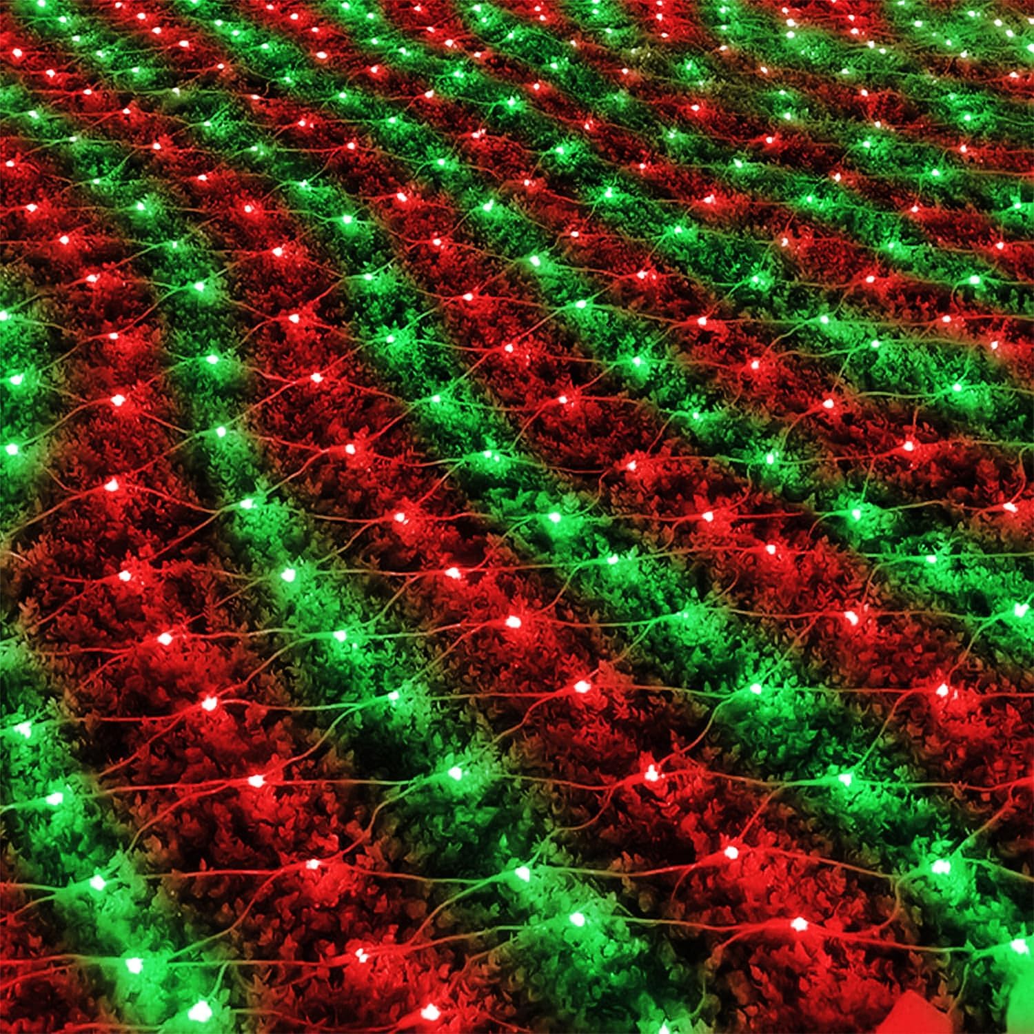 WATERGLIDE 12FT x 5FT Outdoor Christmas Net Lights - 360 LED Waterproof Mesh String Lights | Red & Green
