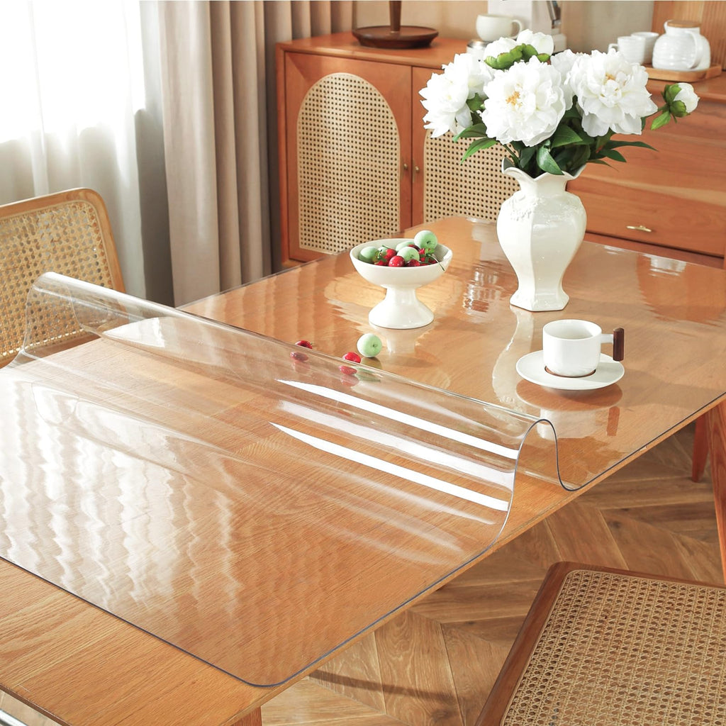 OstepDecor Clear Table Cover Protector 40 x 80 Inch, 1.5mm Thick Plastic Table Cover, Dining Table Protector Pad, Waterproof & Easy Cleaning PVC Desk Mat for Dresser, Coffee & Kitchen Wooden Tabletop