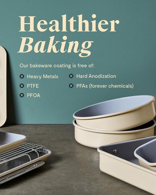 Caraway Non-Stick Ceramic Loaf Pan Duo - Naturally Slick, Non-Toxic Coating - Ideal for Breads & Cakes - Slate Color