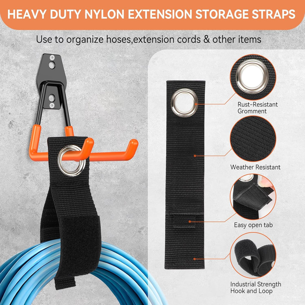 Skiennix Heavy Duty Garage Hooks - 14 Pack Steel Wall Mount Tool Organizer for Bikes, Ladders & Garden Tools