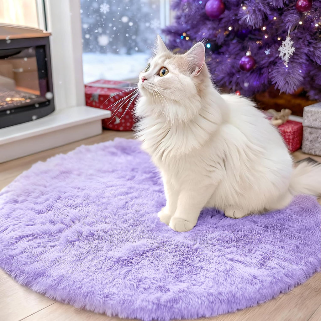 OLANLY Round Light Purple Area Rug - Soft, Fluffy, Machine Washable 2 ft Carpet for Bedroom & Nursery Decor