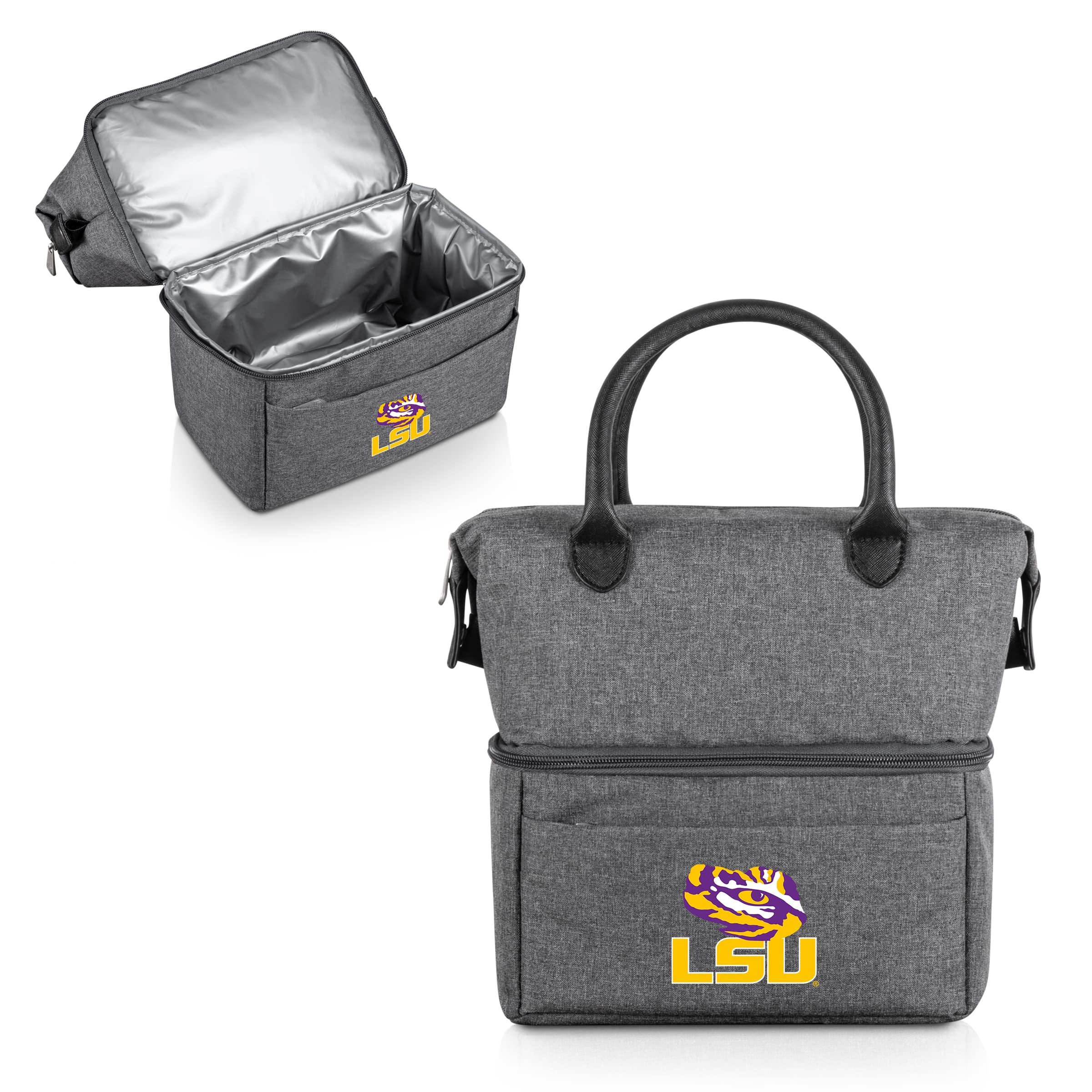 Picnic TIME NCAA LSU Tigers Urban Lunch Bag, Cooler Lunch Tote, Insulated Lunch Bag, (Gray with Black Accents)