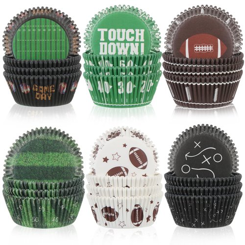 600 Pcs Paper Baking Cups Cupcake Wrappers,Football Cupcake Liners