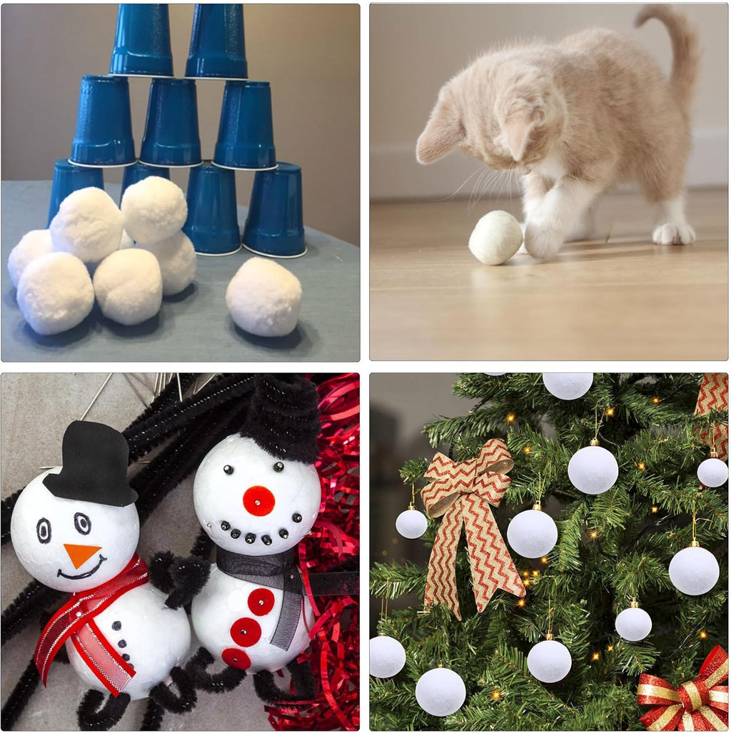 Skiennix 50Pcs Artificial Snow Toy Balls - Soft 2.36IN Fake Snowballs for Indoor Outdoor Fun