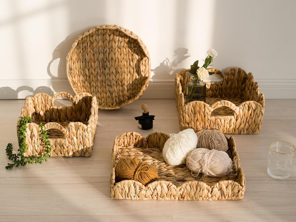 StorageWorks Woven Wicker Baskets - Stylish Organizing Solution with Handles | Set of 2
