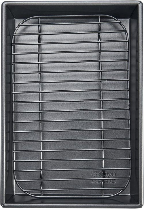 Chicago Metallic Petite Roast Pan Set - Nonstick 10x7 Inch Toaster Oven Baking Pan for Small Batch Cooking