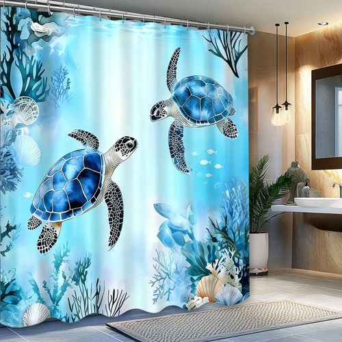 Dreamrflove Turtle Shower Curtain,Ocean Themed Bathroom Decor, Tropical Sea Beach Shower Curtain,Summer Shower Curtains for Bathroom 72x72 Inch Proof Polyester Insulated Home Decor