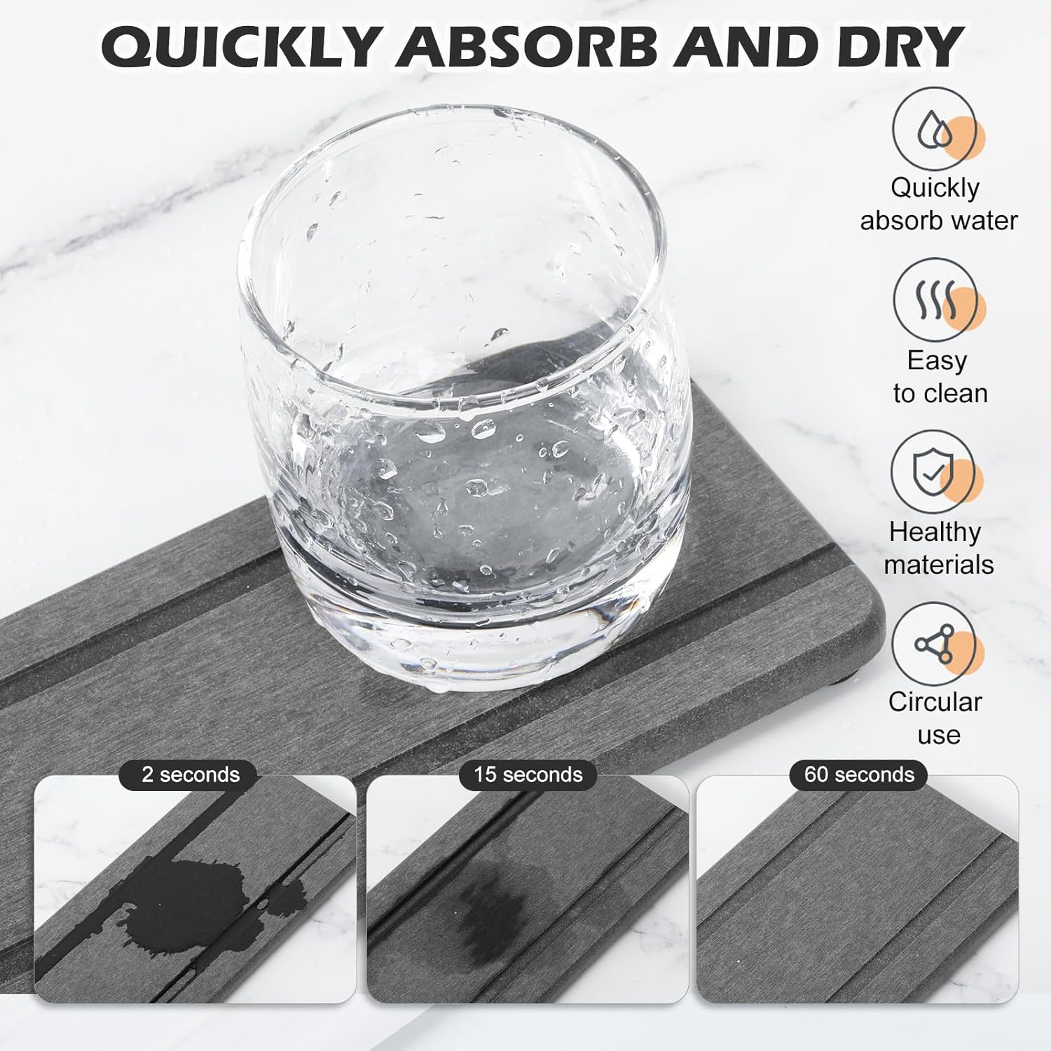 Skiennix Stone Drying Trays - Water Absorbing Diatomaceous Earth Soap Dish & Coaster Set (4PCS)