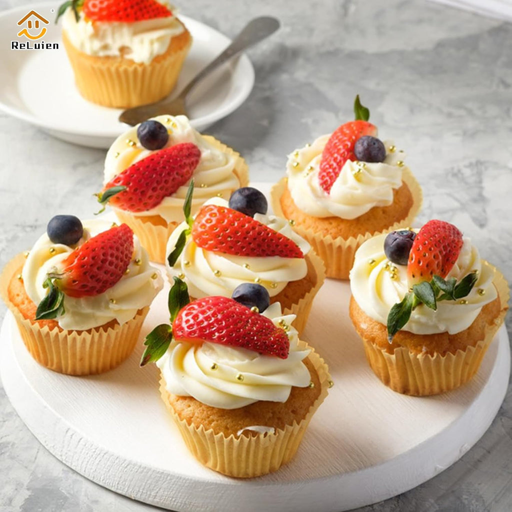 Standard Natural Cupcake Liners - 200 Pcs Greaseproof Parchment Baking Cups for Muffins & Treats
