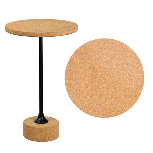 JONATHAN Y END1002A Calix 23.5" Contemporary Minimalist Metal/Cork Round End Table, Light Brown/Black Drink Table for Living Room, Bedroom, Office, Bathroom