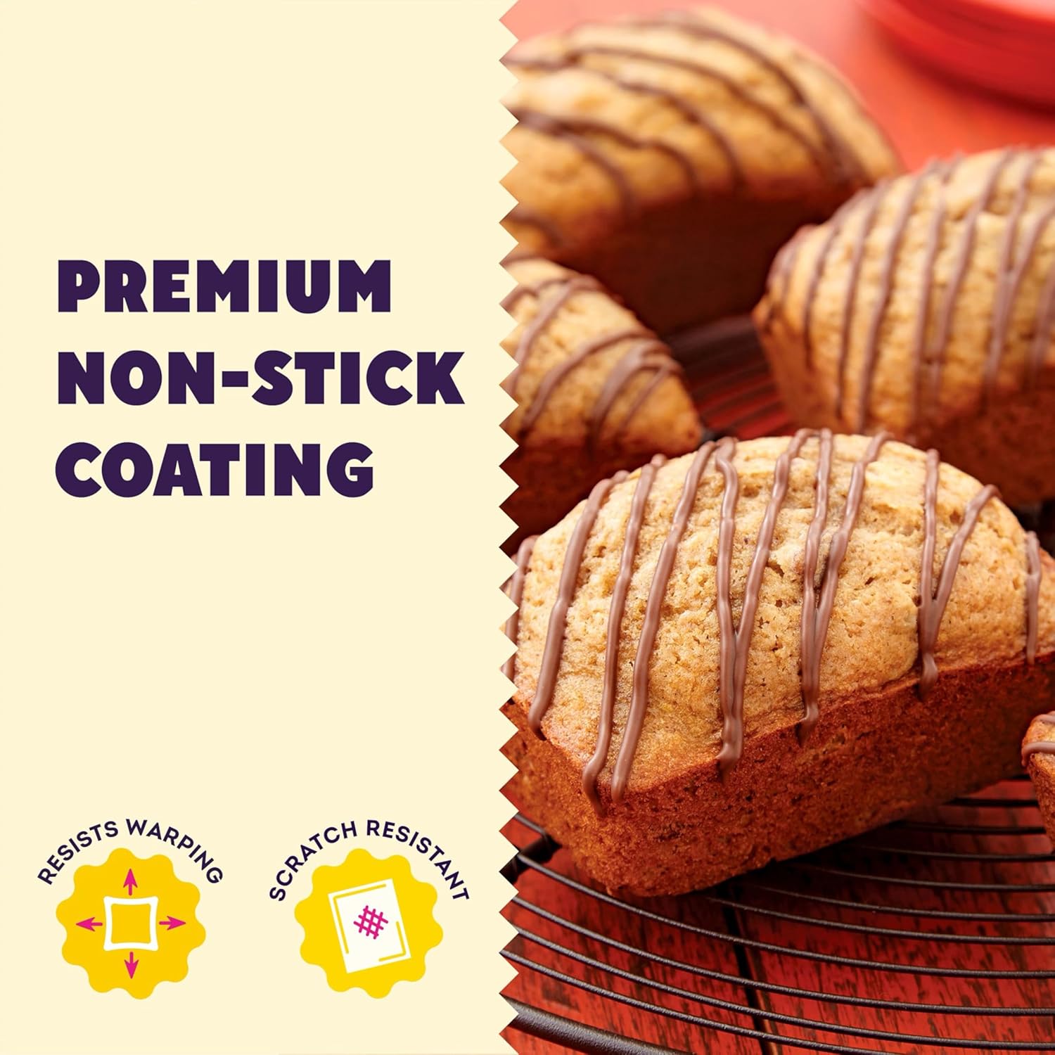 Wilton Gold Non-Stick Bakeware Mini Loaf Pan - Perfect for Banana Breads & Cakes - 15 x 10 x 1.6 Inch, 8 Cavity