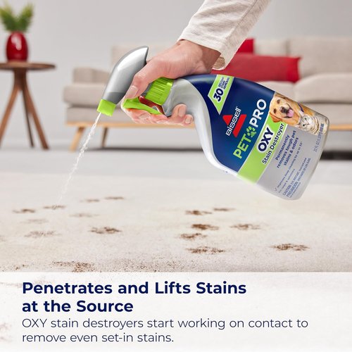 Bissell PET PRO OXY Stain Destroyer - Powerful Carpet & Upholstery Cleaner | 22 oz, 2 Pack