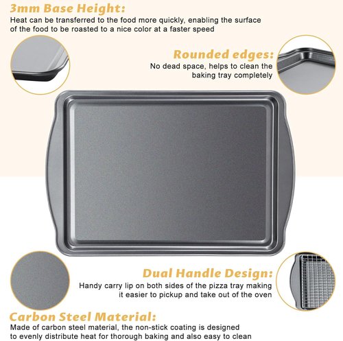 Carbon Steel Baking Sheet with Cooling Rack - 17” x 11” Nonstick Cookie Pan for Baking & Roasting