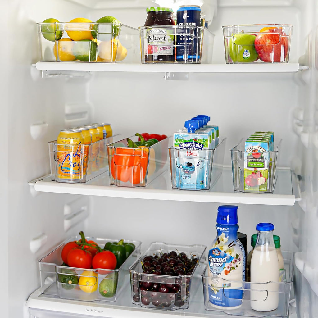 Zulay Kitchen Clear Refrigerator Organizer Bins - 4 Pack Large, BPA-Free, Durable & Shatterproof