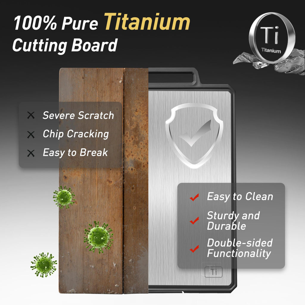 Titanium Cutting Boards for Kitchen Chopping Board with Handle Large Big Small Kitchen Meat Butcher Block 2 in 1 Pure Titanium and Wheat Straw PP Not Wood Bamboo Plastic Silicone Teak Morandi Blue