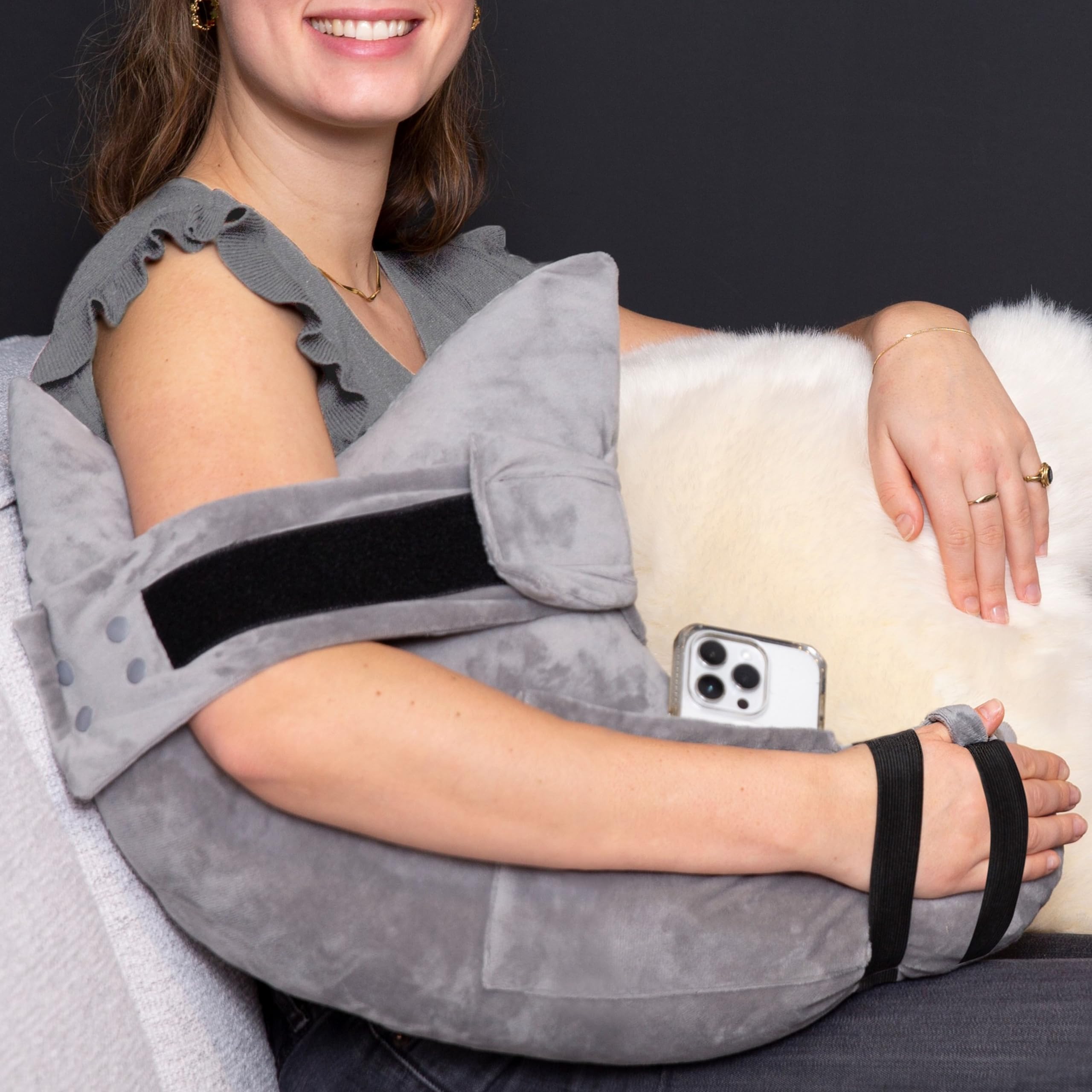 MOYOAMA Post Shoulder Surgery Pillow for Sleeping – Left/Right Arm Support with Adjustable Strap & Custom Firmness for Restful Recovery – Rotator Cuff, Bursitis, & Frozen Shoulder Pillow Post Surgery