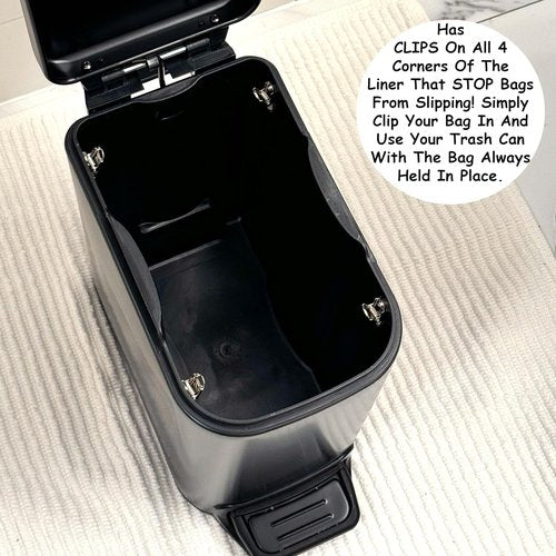 Homie Slim Trash Can - 6 Liter Soft Close Design with Anti-Bag Slip Liner | Matte Black for Bathroom, Kitchen, or Bedroom