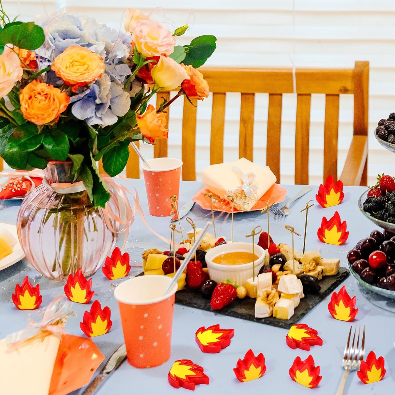 Seenelling Mini Resin Fire Figurines - 100 Pcs Tiny Fake Flames for DIY Craft & Decor | Campfire Model Accessories