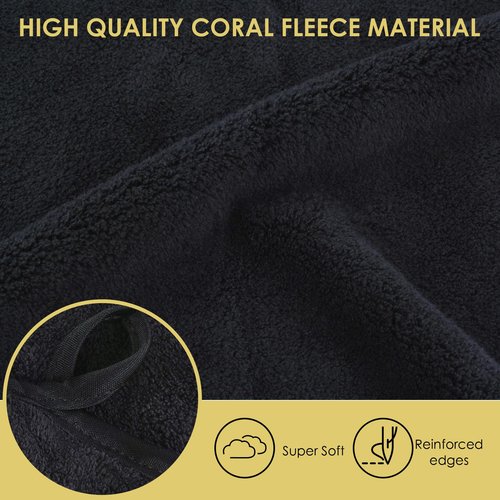 VIVOTE Hand Towel Set, Super Soft Absorbent Microfibre Hand Towels, Black, 2 Pack, 30 x 50cm