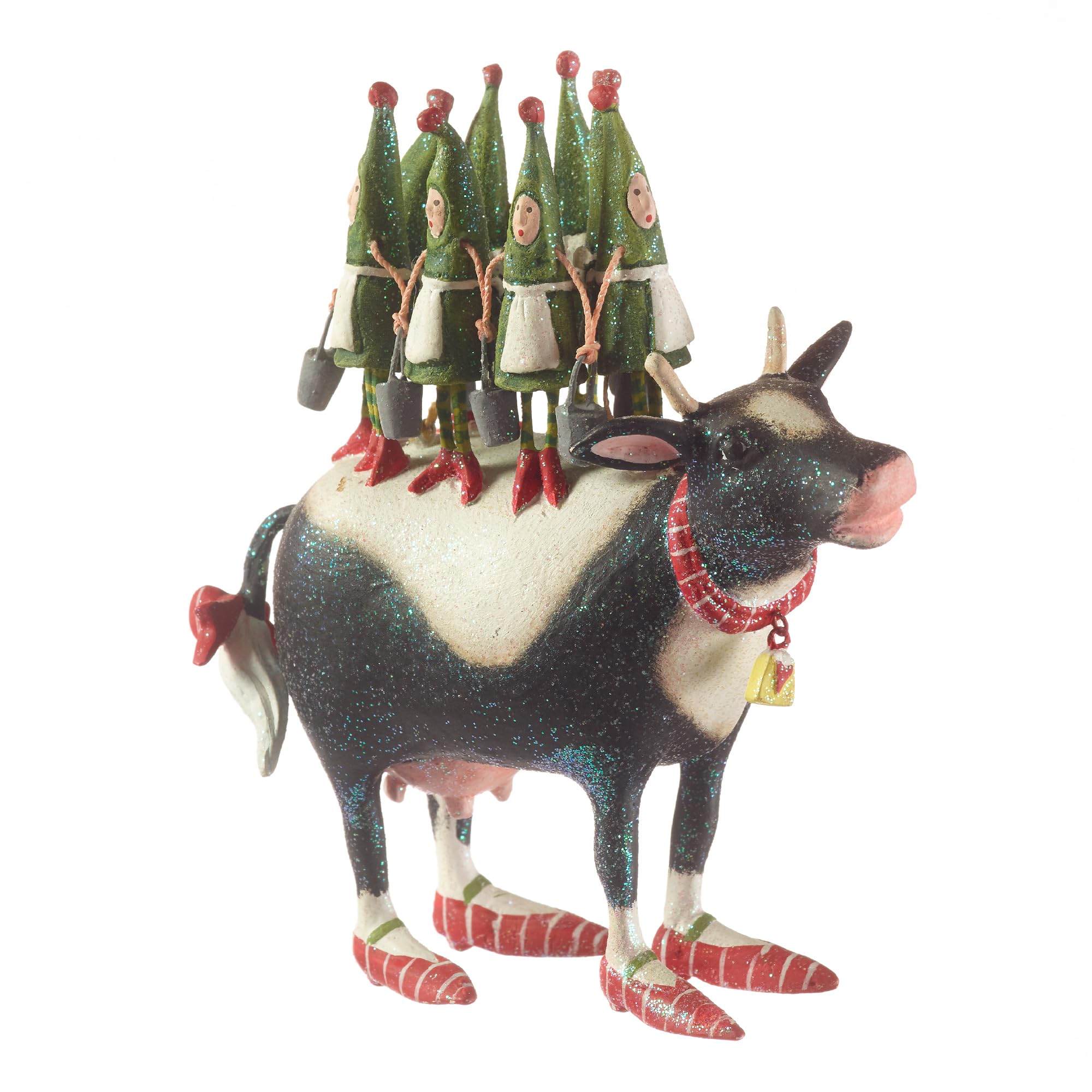 MACKENZIE-CHILDS Patience Brewster 12 Days Christmas Ornament, Decorative Hanging Ornament for Christmas Tree, 8 Maids a-Milking