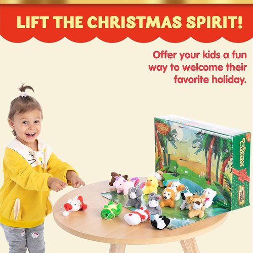 JOYIN Christmas Advent Calendar - 24 Mini Animal Plush Toys for Kids | Countdown to Xmas Fun