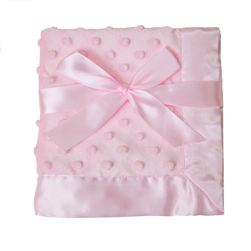 American Baby Company Heavenly Soft Chenille Security Blanket - 2-Layer Minky Dot & Satin, Pink (14" x 14")