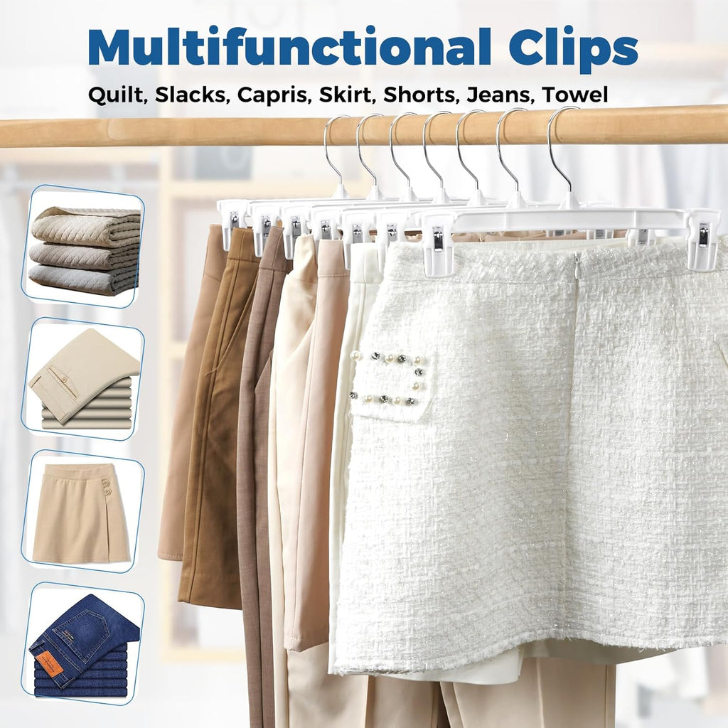 Smartor Skirt Hangers - Durable Pants Hangers with Clips | Space-Saving Design | 30 Pack for Men & Women