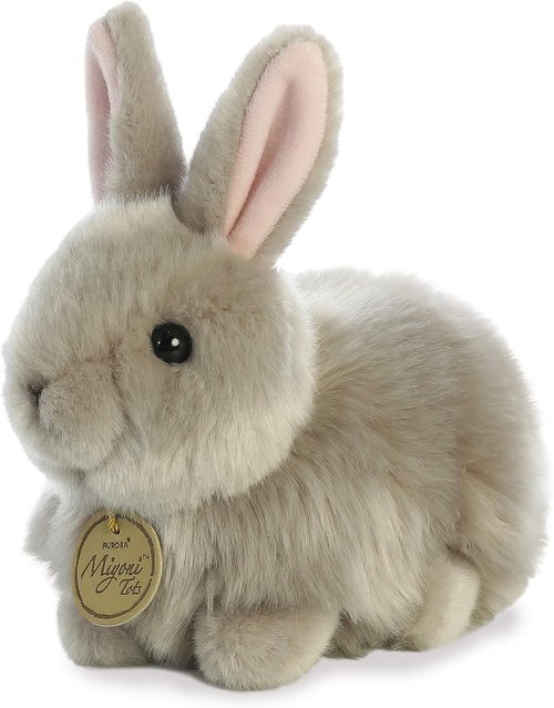 Aurora® Realistic Miyoni® Angora Bunny Stuffed Animal - Lifelike Detail - Gray 7.5 Inches