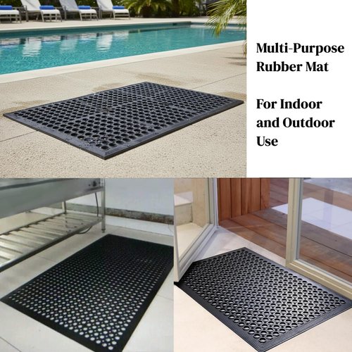 Rubber Floor Mats 60x36inch Anti Slip Mat Commercial Kitchen Mat Drainage Mat for Restaurant Bar Kitchen Entryway Indoor Outdoor