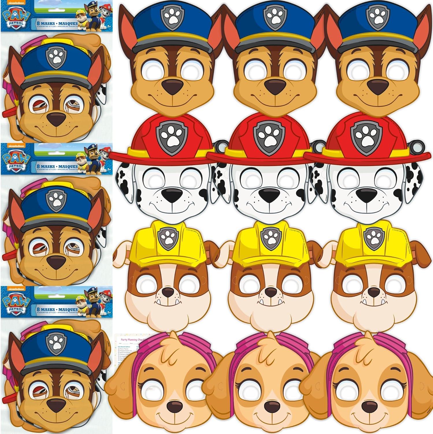 Paw Patrol Party Masks - 24 Count | Officially Licensed Kids Birthday Party Favors & Decorations