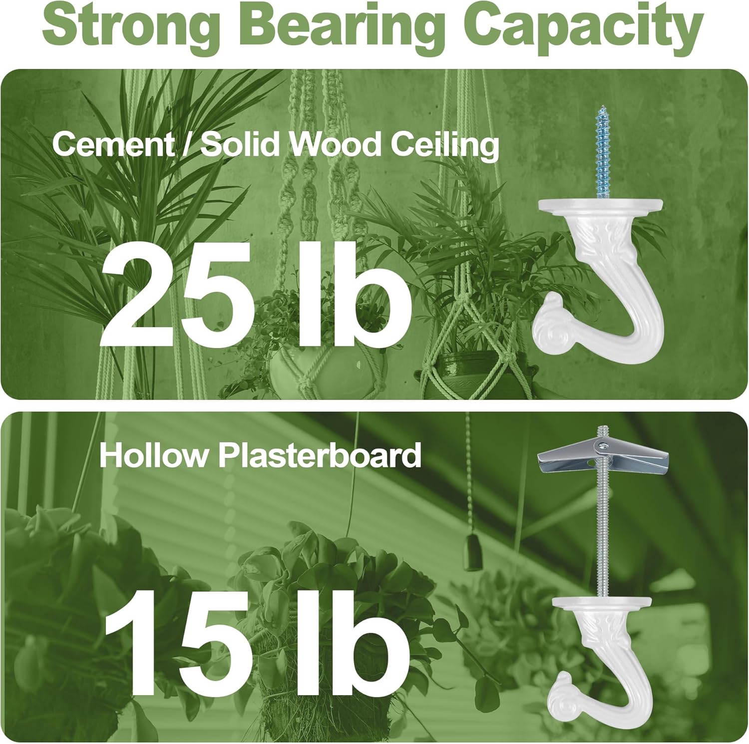 Aidoclip Ceiling Hooks - 6 Pcs Heavy-Duty Metal Plant Hangers for Indoor & Outdoor Use