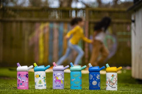 CamelBak Eddy+ Kids Bite Valve Straw Insulated Stainless Steel Water Bottle Biking Dogs, 12oz
