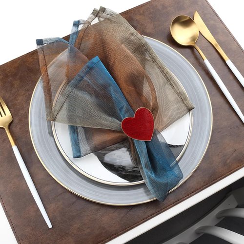 Valentine's Day Heart Napkin Rings Set of 8,Red Heart Napkin Rings Holders Buckle Metal Alloy Wedding Valentine's Day Birthday Party Table Decor Rings